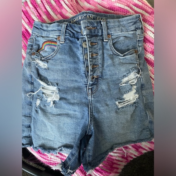 American Eagle curvy high waist rainbow shorts - Picture 1 of 8